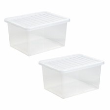 2 x 37 Litres Clear Plastic