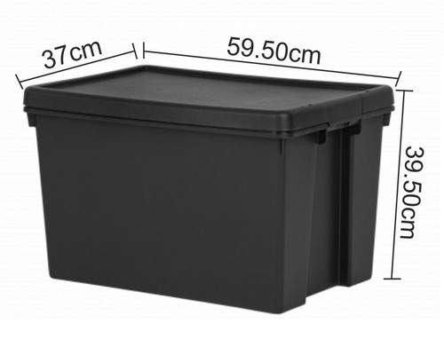 62l black storage box - black, lid
