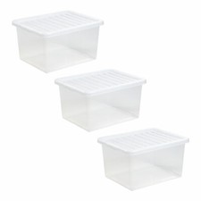 3 x 37 Litres Clear Plastic