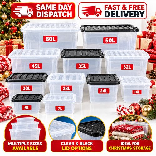 Clear plastic storage boxes - clear,